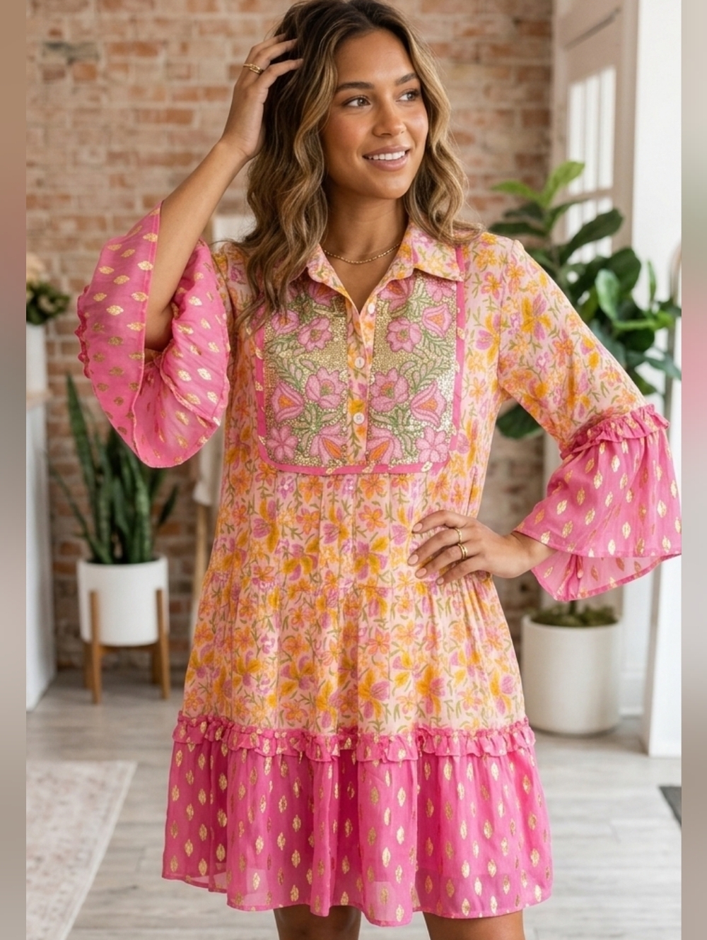 boho embroidered, sequin, festival, Paris, mini dress